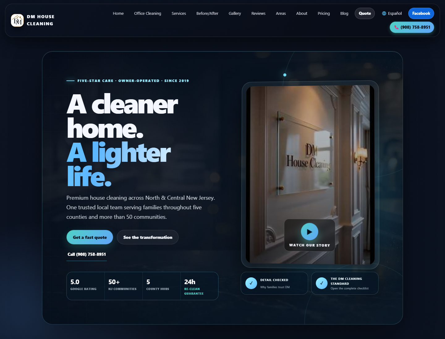 Live DM House Cleaning homepage
