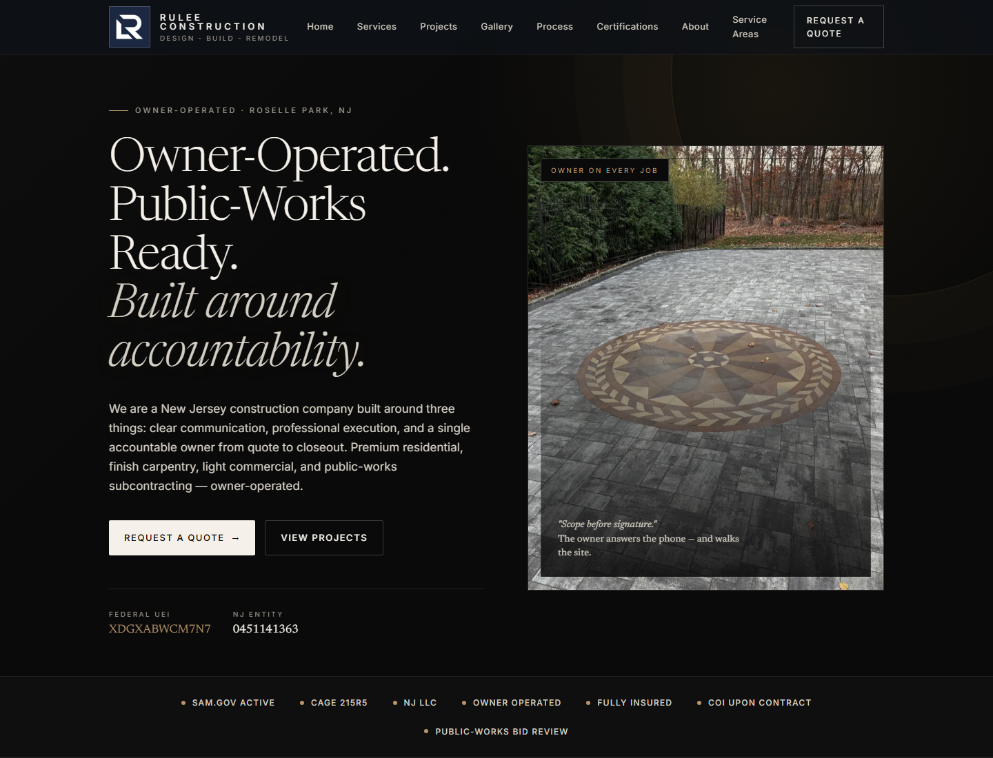 Live RuLee Construction homepage